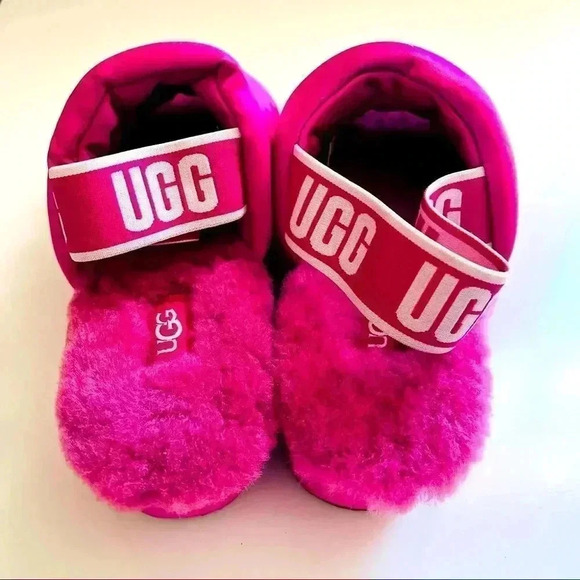 New Ugg Puff Yeah Slingback Fuchsia Satin Puffer Slippers - Picture 10 of 10